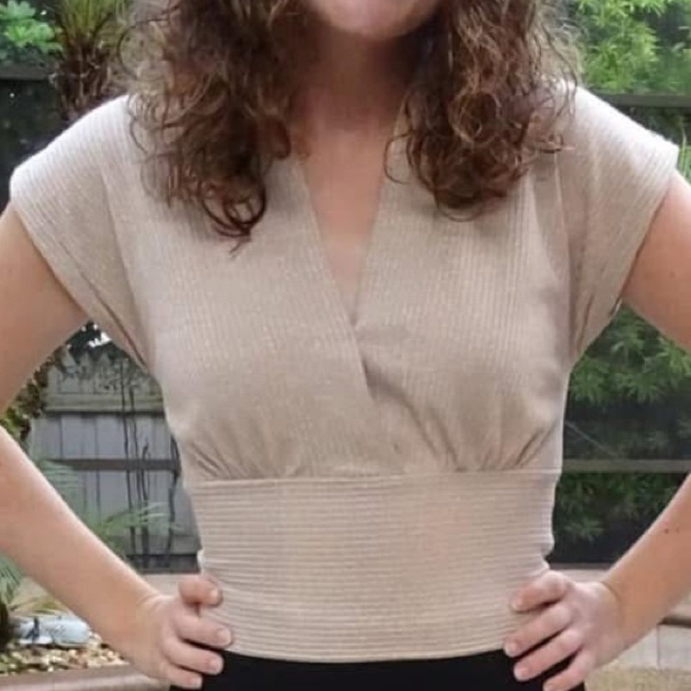 Elegant Tan and gold sparkle Women’s Blouse